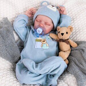 18 Inch Realistic Real Life Newborn Boy Doll Coming with Feeding Set & Gift Box